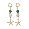 Synthetic Chrysocolla & Natural Agate Beads Hoop Dangle Earrings EJEW-JE07321-4