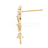 Feather Shape Brass Micro Pave Clear Cubic Zirconia Earring Findings KK-S356-435A-NF-3