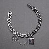 Two Tone Peace Symbol & Quote Charm Bracelets FS-WGFBFF4-01-2