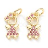 Brass Micro Pave Cubic Zirconia Pendants ZIRC-J041-16D-1