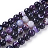 Natural Striped Agate/Banded Agate Beads Strands G-G582-10mm-52-1