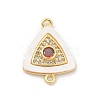 Brass Micro Pave Clear Cubic Zirconia & Shell Connector Charms KK-M303-03G-10-1