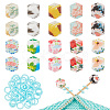 20Pcs 10 Colors Cornerless Cube Flower Printed Silicone Knitting Needle Stoppers DIY-GO0001-90-1