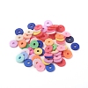 Flat Round Handmade Polymer Clay Beads CLAY-R067-8.0mm-M1-4