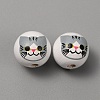 Printed Cat Wood European Beads WOOD-TAC0011-35A-2