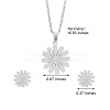 316 Surgical Stainless Steel Daisy Stud Earrings and Pendant Necklace JX376A-3