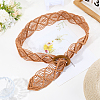 Cloth Woven Rhombus with Wood Chain Belts for Women AJEW-WH20019-125A-4