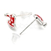 Christmas Theme Brass Stud Earrings EJEW-D062-01D-S-2