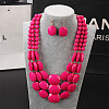 Bohemian Style Acrylic Faceted Rectangle Beaded Multilayer Necklaces & Dangle Earrings Sets WG4F927-07-1
