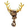 Animal Zinc Alloy Rhinestone Brooches JEWB-R052-01AG-02-1