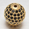 CZ Brass Micro Pave Cubic Zirconia Round Beads ZIRC-L017-10mm-06G-1