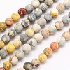 Frosted Round Natural Picasso Stone/Picasso Jasper Beads Strands G-N0166-58-6mm-1