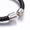 Leather Braided Cord Bracelet with Magnetic Clasp for Men Women BJEW-G603-04C-01-3