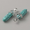 Synthetic Turquoise Dyed Double Terminal Pointed Pendants G-WH0016-37F-2