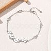 Brass Pave Clear Cubic Zirconia Clover Envelope Link Bracelets KK-CBA6980-18P-1