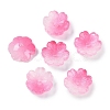 Transparent Spray Paint Glass Bead Caps GLAA-H035-04H-1