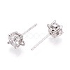 925 Sterling Silver Micro Pave Clear Cubic Zirconia Stud Earring Findings STER-N016-58B-P-2
