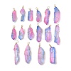 16Pcs Electroplated Raw Rough Natural Quartz Crystal Pendants PALLOY-AB00115-1