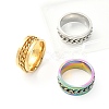 3Pcs 3 Colors 201 Stainless Steel Curb Chain Finger Rings Set for Women RJEW-YW0001-02-2
