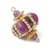 7Pcs 7 Colors Dyed Synthetic Imperial Jasper & Handmade Glass Seed Beaded Rhombus Connector Charms PALLOY-MZ00960-4