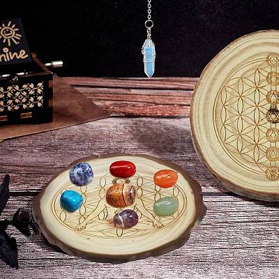 Rustic Wooden Slice Cup Mats DJEW-WH0010-86-1