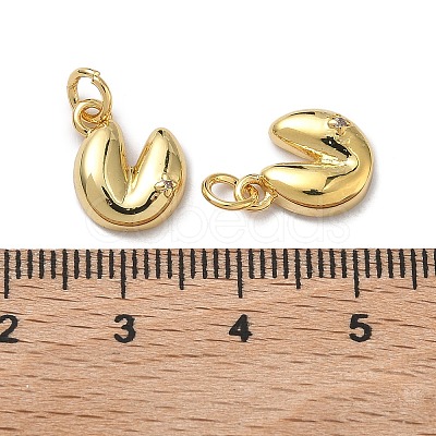 Brass Pave Clear Cubic Zirconia Heart Fortune Cookie Charms KK-H256-17G-1