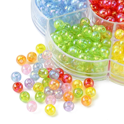 490Pcs 7 Colors Transparent Acrylic Beads MACR-YW0002-03-1