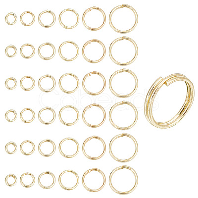 GOMAKERER 120Pcs 6 Styles Brass Split Rings KK-GO0001-52-1