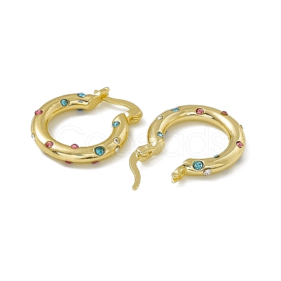 Colorful Cubic Zirconia Huggie Hoop Earrings EJEW-F294-15G-1
