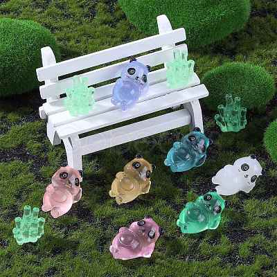 32Pcs 8 Styles Luminous Resin Panda Ornaments DJEW-SZ0001-18-1