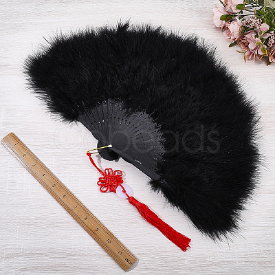 Plastic & Feather Folding Fan AJEW-WH20130-171C-1