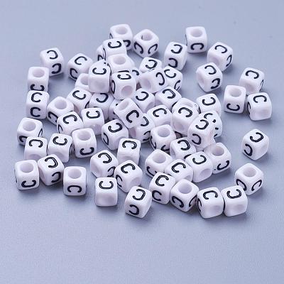 Acrylic Horizontal Hole Letter Beads PL37C9308-C-1