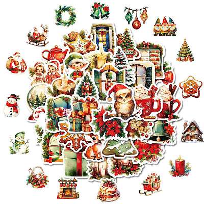 50Pcs Christmas Eve Theme Cartoon Paper Stickers DIY-P085-11-1