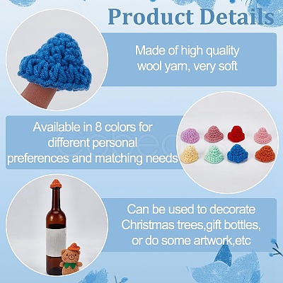 40Pcs 8 Colors Handmade Polyester Woven Wool Yarn Doll Hat AJEW-FG0004-46-1