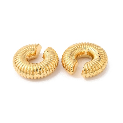 Rack Plating Brass Textured Round Cuff Earrings EJEW-R150-02G-1