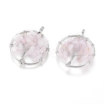 Natural Rose Quartz Pendants G-E419-08P-1