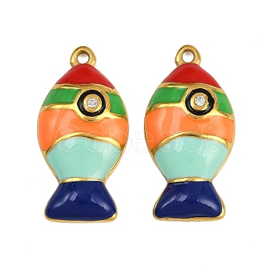 304 Stainless Steel Enamel with Rhinestone Pendants STAS-Z152-03G-02-1