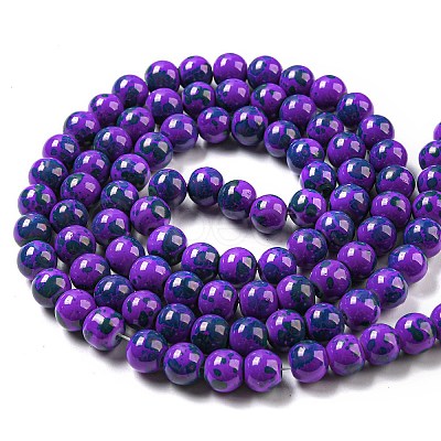 Baking Paint Round Glass Bead Strands DGLA-S084-8mm-64-1