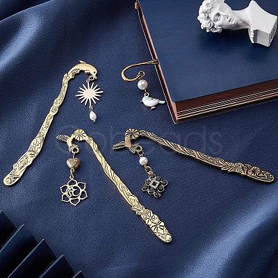 SUNNYCLUE 12Pcs 12 Styles Tibetan Style Alloy Bookmarks PALLOY-SC0003-83-1