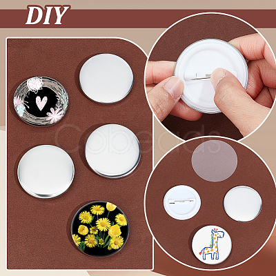 DIY Sublimation Blank Flat Round Brooch Pin Making Kit DIY-WH0430-387A-1