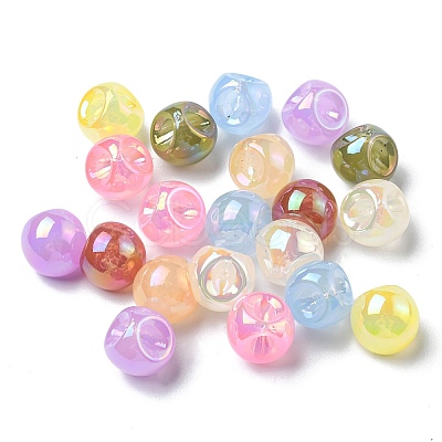 Plating Iridescent Acrylic Beads OACR-R256-02-1