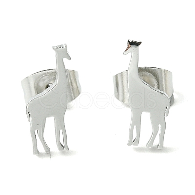 Non-Tarnish Cute Little Animal Theme 304 Stainless Steel Stud Earrings EJEW-B041-04H-P-1