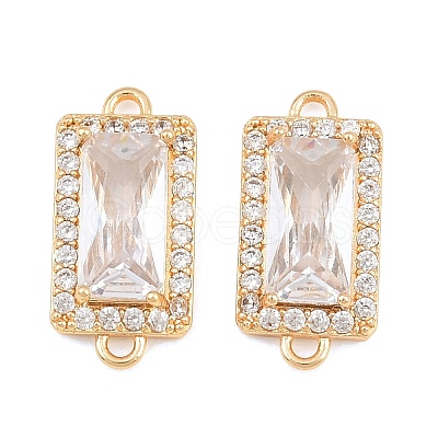 Brass Micro Pave Clear Cubic Zirconia Connector Charms CU-CBA7BFE-01B-G-1