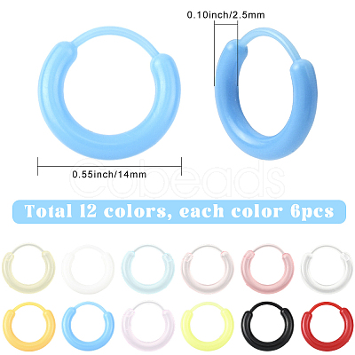 72Pcs 12 Colors Resin Hoop Earrings EJEW-SC0001-88-1