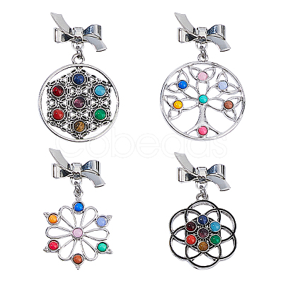 4Pcs 4 Styles Bowknot Brass Brooches JEWB-FH00036-1
