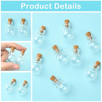 8Pcs Round Glass Bottle for Bead Containers BOTT-FS0001-03-1