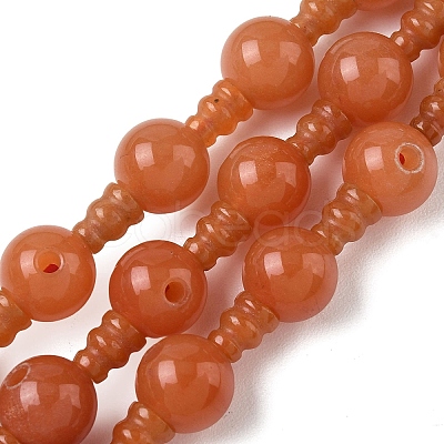 Natural Red Aventurine 3-Hole Guru Beads Strands G-H064-E11-01-1