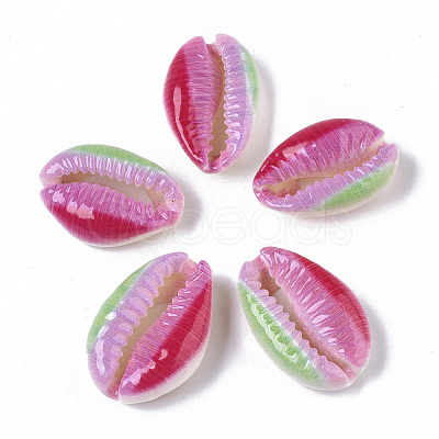 Printed Natural Cowrie Shell Beads SSHEL-R047-01-A09-1