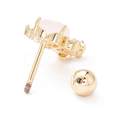 Heart Cat Eye Stud Earrings for Women EJEW-A065-07G-1
