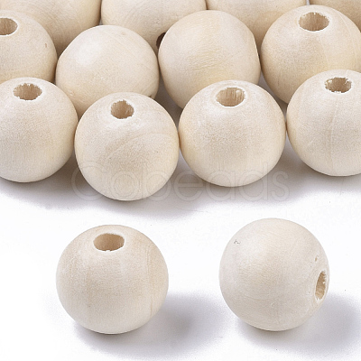 Natural Unfinished Wood Beads WOOD-S651-A14mm-LF-1